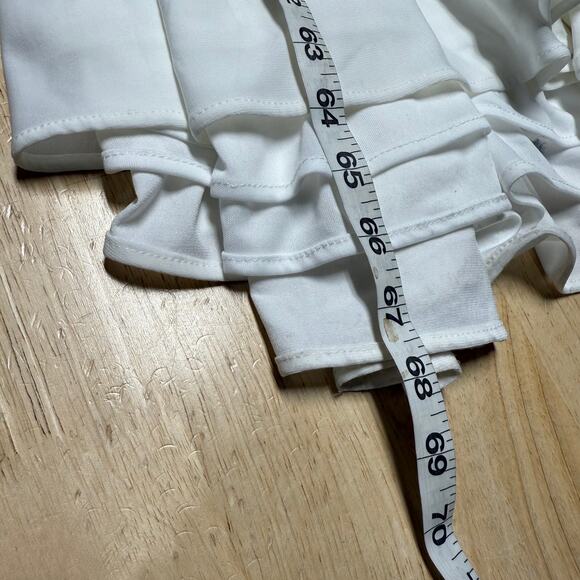 Mac Duggal NWT Draped Side Knot Jersey Gown Rhinestone Ring White Size 20 - Picture 10 of 11